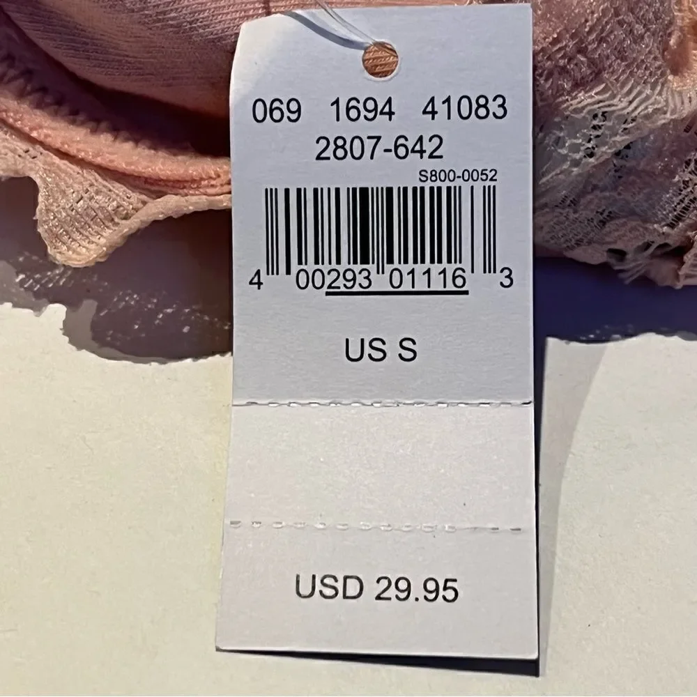 Aerie Bralette Size Small Pastel Orange, Lacy racerback, padded